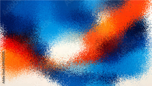 Abstract digital art with blue and orange brushstrokes and textures creating dynamic forms and shapes.