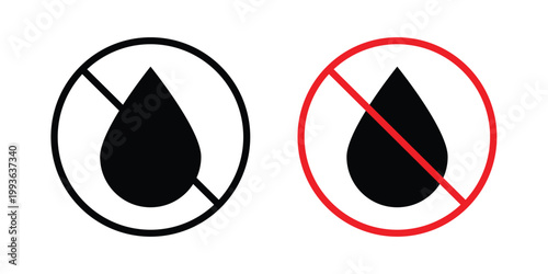 No wet icon concept. Thin line symbol. Solid icons