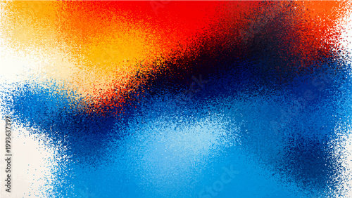 Abstract artistic color splash blend of crimson, amber, azure, and cerulean hues with textured effect. 