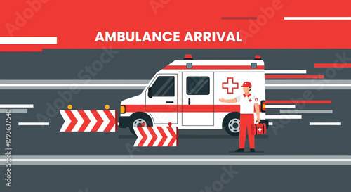 Ambulance Arrival: Paramedic Directs Traffic and Assists Patient