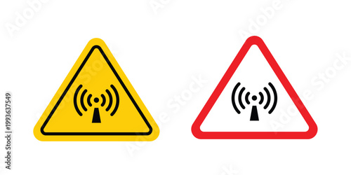 Non ionizing radiation hazard sign concept. Thin line symbol. Solid icons
