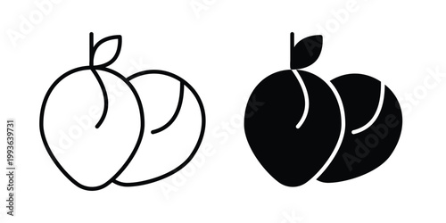 Plum icon concept. Thin line symbol. Solid icons