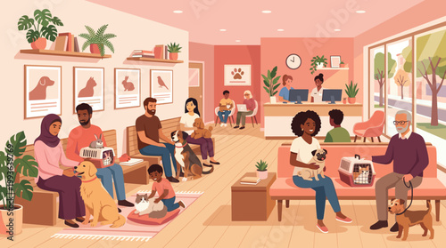 Pet adoption event at local animal shelter families and pets in a welcoming environment