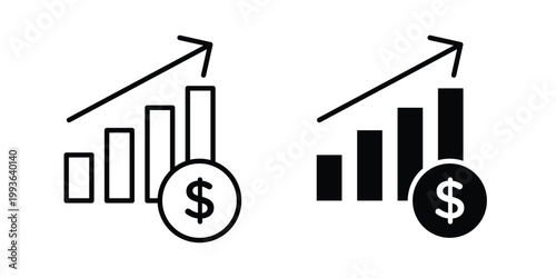 Profit increase icon concept. Thin line symbol. Solid icons