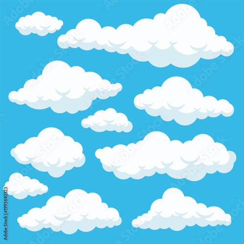 Cartoon Style Cloud Elements Pack Modern Outline Cloud Shape Set