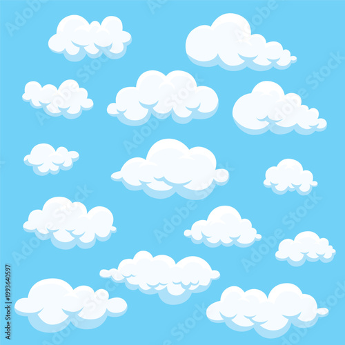 Cartoon Sky Cloud Collection Cloud Line Art Bundle