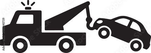 Tow truck icon vector illustration for vehicle recovery roadside assistance breakdown service and transport concept