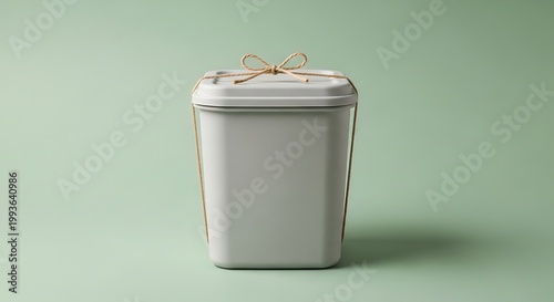 Minimalist White Container on a Soft Green Background for Product Display.
