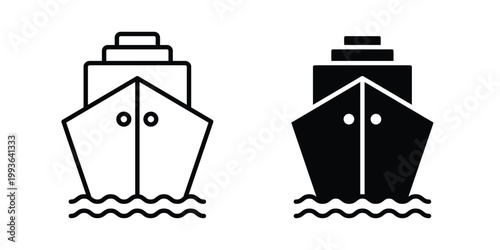 Ship icon concept. Thin line symbol. Solid icons