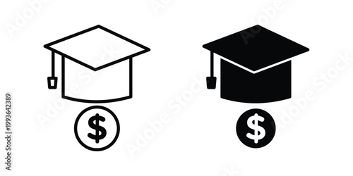 Student loan icon concept. Thin line symbol. Solid icons
