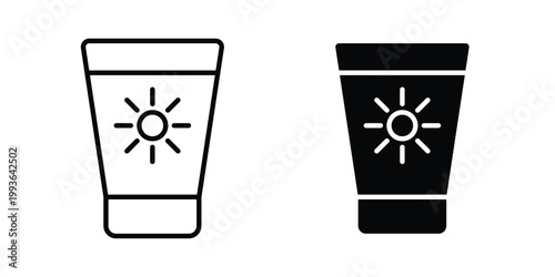 Suntan cream icon concept. Thin line symbol. Solid icons