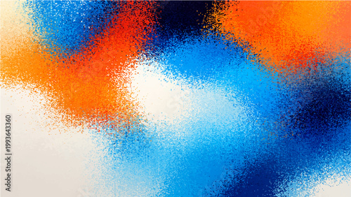 Vector Vibrant splashes of color create a mesmerizing abstract composition, with dynamic textures of orange and different blue shades merging and blending. Evoking a sense of fluidity and energy.