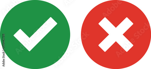 Checkmark, UI confirmation icon set, minimal positive and negative indicators including checkmark and X symbols for validation rejection success and failure states.