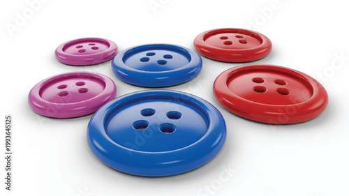 colorful plastic buttons on white surface