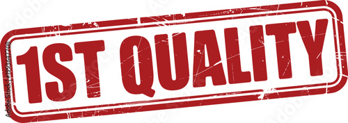 Red and White Grunge Stamp with the Text 1st Quality Keywords: 1st quality, first quality, stamp, grunge, distressed, red, white, seal