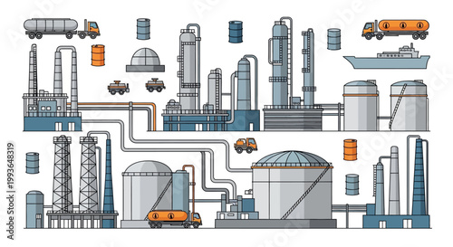 Industrial factory with large machinery.