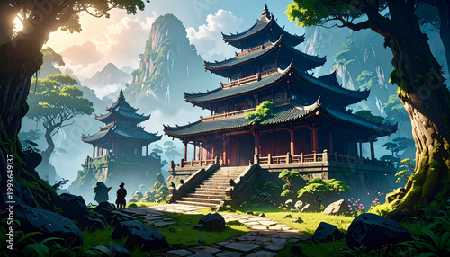 chinese temple in the mountains