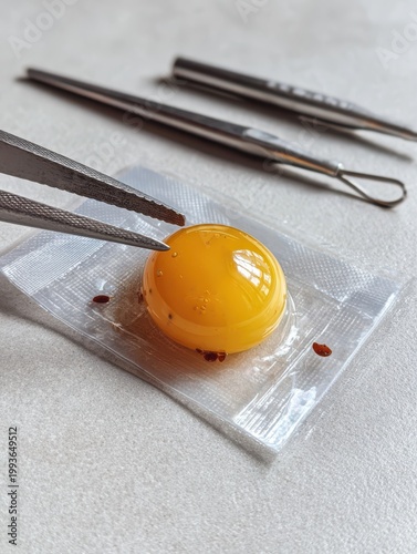 Single Egg Yolk On A White Surface