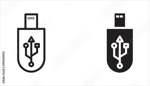 Usb icon set. Flash disk icon, vector illustration