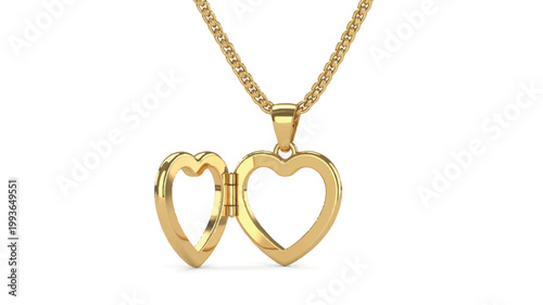 gold heart shaped locket on chain necklace