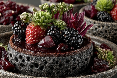 Berry Tart With Chocolate And Mint