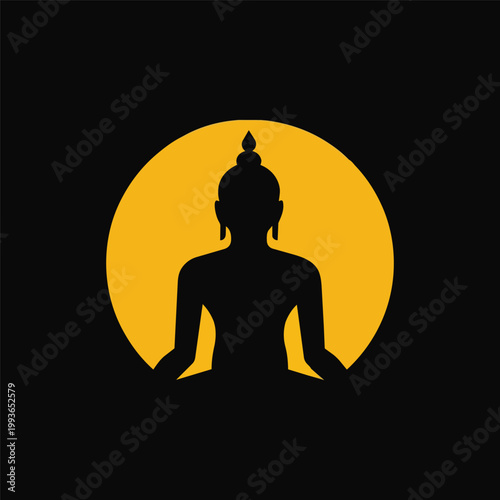 Buddha Jayanti Silhouette with Golden Moon