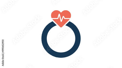 Heart rate monitor symbol on a ring  medical icon