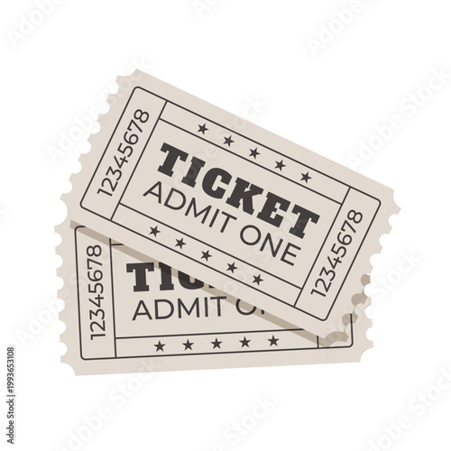 Two tickets isolated on white background	