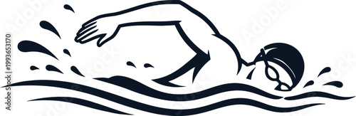 Swimmer freestyle stroke line art
