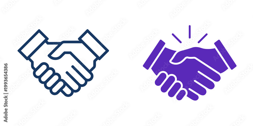 Fototapeta premium Handshake icons, deal symbol, partnership agreement, isolated on transparent background