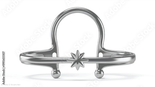Silver metal snaffle bit with star decoration for horse riding equipment