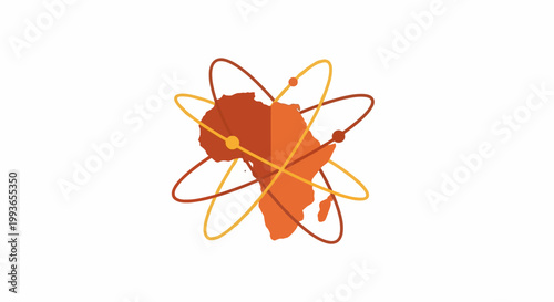 Detailed Orange Atomic Structure Model.