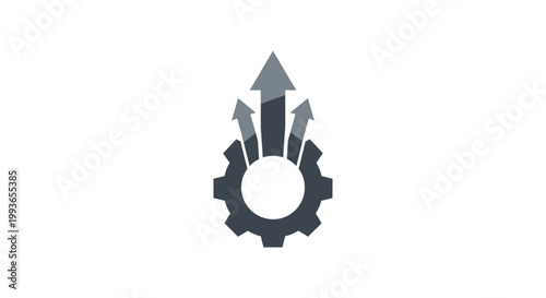 Gear with arrows pointing up growth.