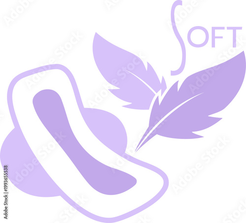 feminine sanitary pad design with soft message promoting comfort, hygiene, protection, modern clean aesthetic branding vector art draw