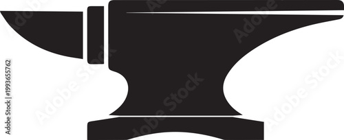 Black silhouette of a traditional blacksmith s anvil side view