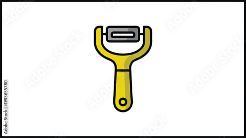 Yellow manual vegetable peeler with handle and blade