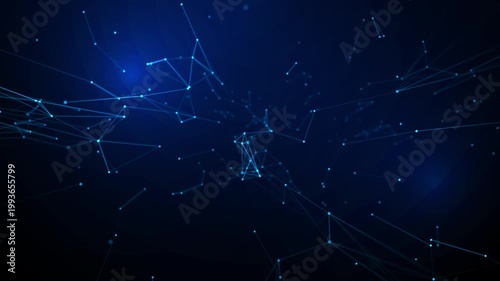 Abstract cybersecurity background with polygonal shapes, dots, and lines protecting digital network connections.