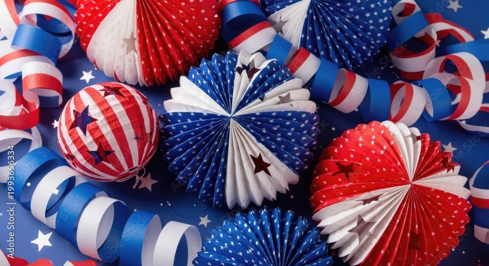 Fototapeta premium Festive happy 4th of july decorations patriotic sparklers for independence day celebrations
