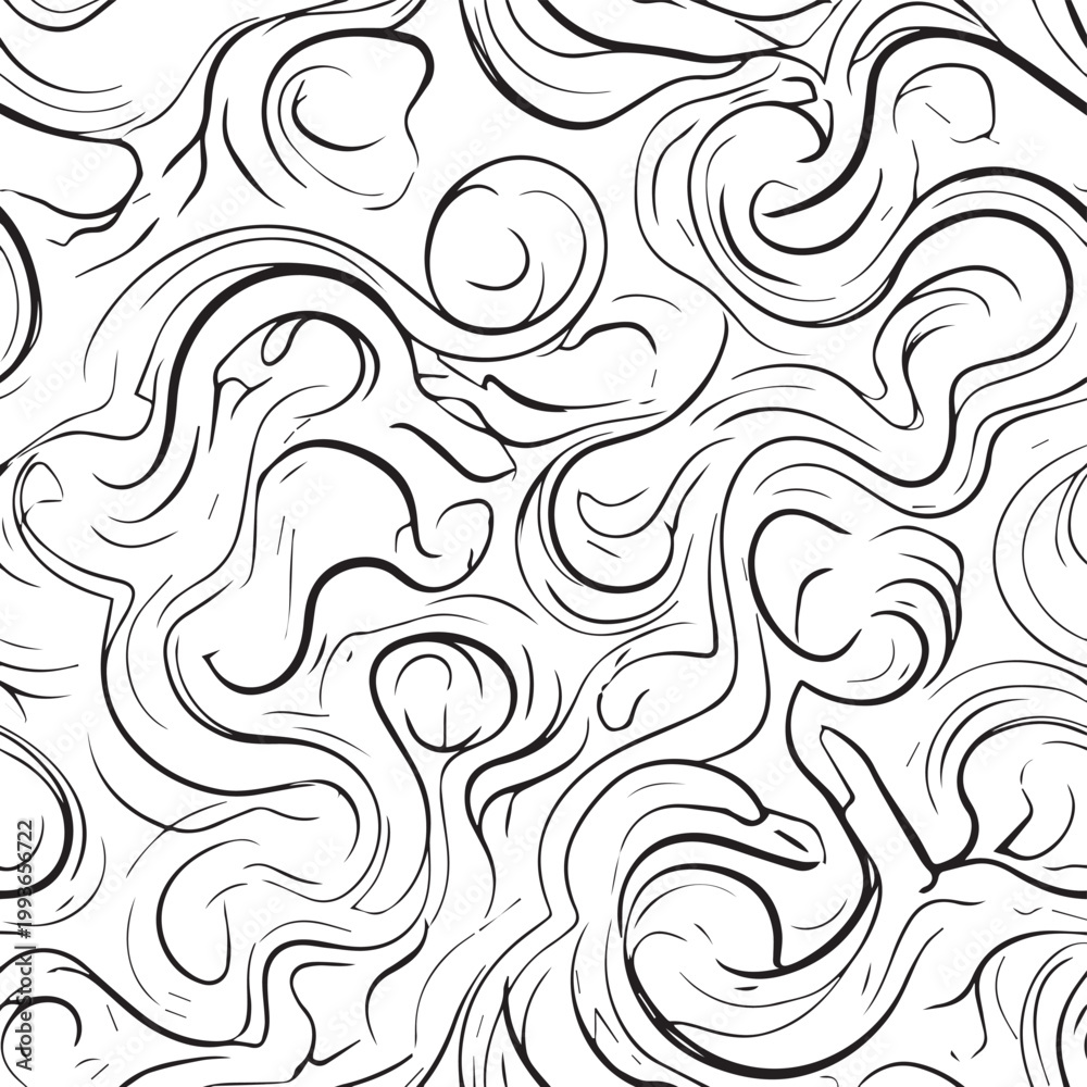 Fototapeta premium Intricate Black and White Abstract Swirl Pattern for Graphic Design and Backgrounds.
