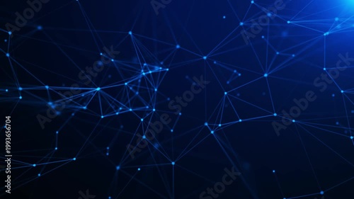 Futuristic cybersecurity concept with digital protection using polygon networks, dots, and data lines.