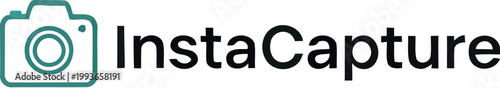 Digital photo frame overlay featuring the brand name instacapture displayed on a white background with a central grey icon representing the placeholder for user images