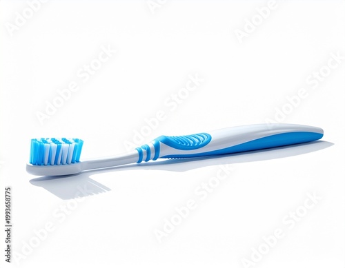 Blue and White Manual Toothbrush Isolated on Clean White Background