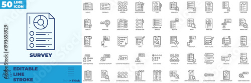 Survey Line Editable Icons set