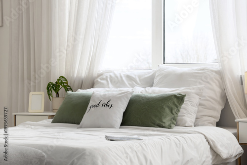 Interior of bedroom with bi...