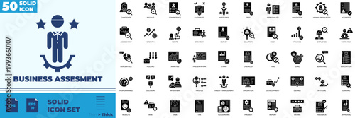 Business Assesment Solid Editable Icons set