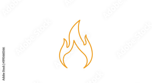 Simple Orange Flame Icon on White Background, Minimalist Fire Symbol