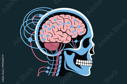 AI Brain Interface Illustration Vector Technology Concept