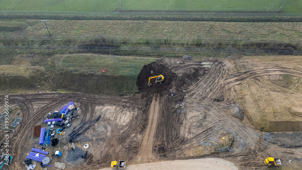 Naklejka premium Construction Site Aerial View at Taylor Wimpey in Ripon, UK.