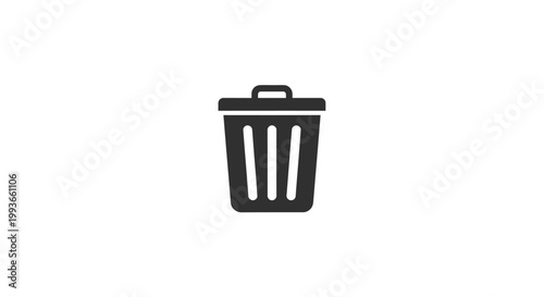 Black Trash Can Icon Symbol.