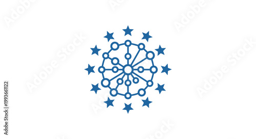 Blue star network connection symbol.